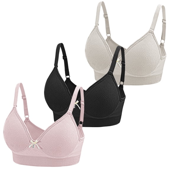 Aivtalk Womens Push Up Bras Wireless Supportive Bralette Ladies V Neck Seamless Full Coverage No Underwire Tshirt Lingerie 3 Pack M