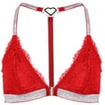 thumbnail image 1 of Aivtalk Womens Sparkly Bedazzled Bras Lace Wireless Lightly Lined Triangle Bralettes Ladies Front Closure Racerback Lingerie Red M, 1 of 7