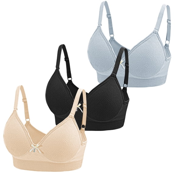 Aivtalk Womens Wireless Bras Supportive V Neck Ladies Bralette Seamless Push Up 3 Pack Tshirt Lingerie No Underwire Full Coverage S