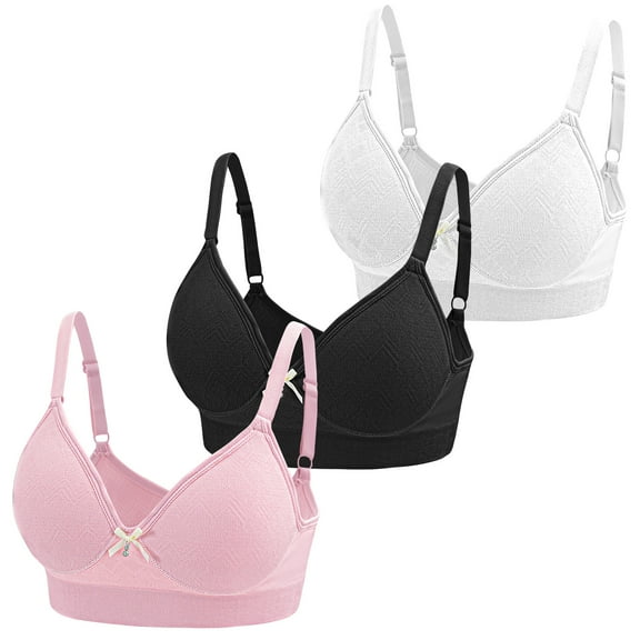 Aivtalk Womens Wireless Bras Supportive V Neck Ladies Bralette Seamless Push Up 3 Pack Tshirt Lingerie No Underwire Full Coverage S