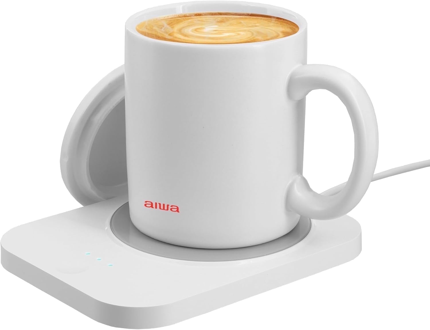 Aiwa 2-in-1 Smart Coffee Mug Warmer and 15W Wireless Phone Charger