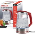 thumbnail image 1 of Aiwa 2-Liter Glass Electric Water Kettle, Cordless Hot Water Boiler with Auto-Shutoff, Red, 1 of 10