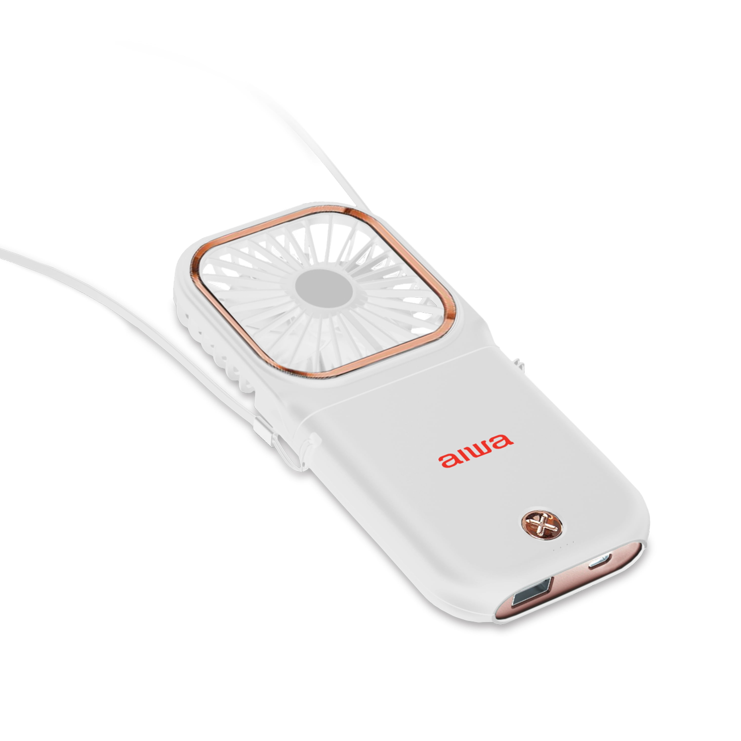 White Foldable Desk Fan with 4000mAh Power Bank and Tilt Feature