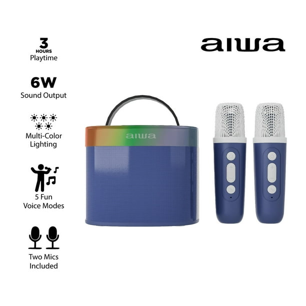Aiwa Light up Wireless Karaoke Speaker, Rockstar Blue, AI6029-RBLU