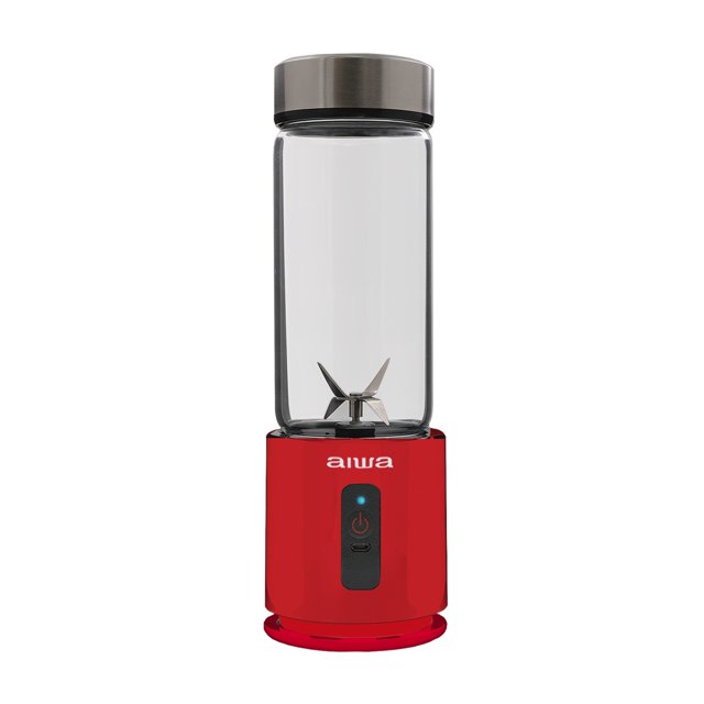 Aiwa Rechargeable Red Portable Blender with Extra Lid AllinOne Blend