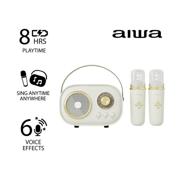 Aiwa Retro Wireless Karaoke Speaker, Desert Sand, AI6028-SND