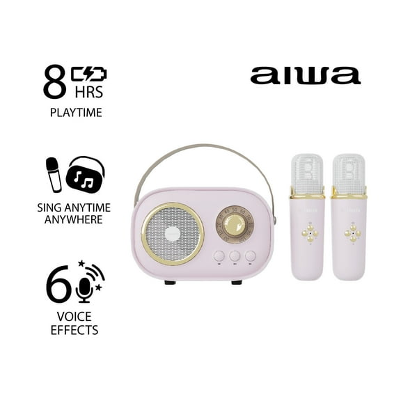 Aiwa Retro Wireless Karaoke Speaker, Light Pink, AI6028-LPNK