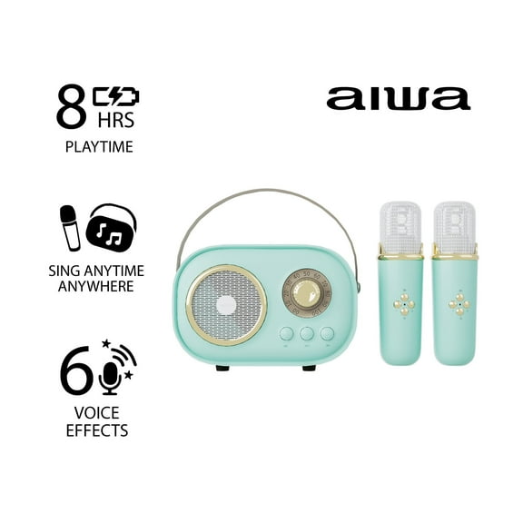 Aiwa Retro Wireless Karaoke Speaker, Mint, AI6028-MNT