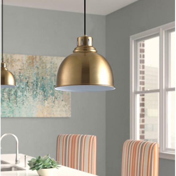 Aiwen 1 Light Gold Metal Shade Pendant Light Vintage Home Decor Ceiling Hanging Lamp