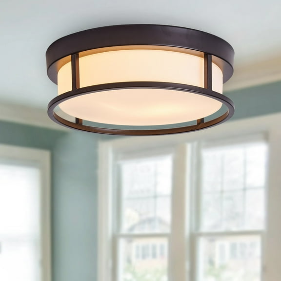 Aiwen 2 Light Acrylic Opal Shade Modern Flush Mount Ceiling Lamp