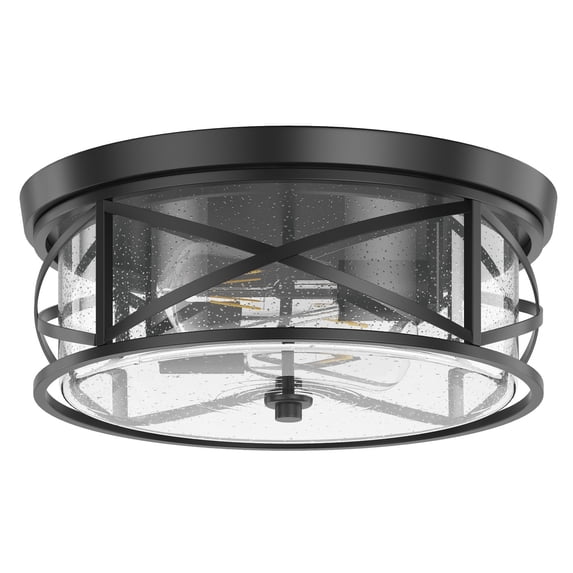 Aiwen 2-Light Matte Black Ceiling Lamp Rustic Industrial Farmhouse Light Fixture