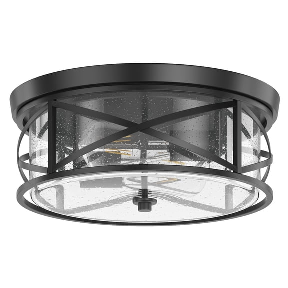 Aiwen 2-Light Matte Black Ceiling Lamp Rustic Industrial Farmhouse Light Fixture