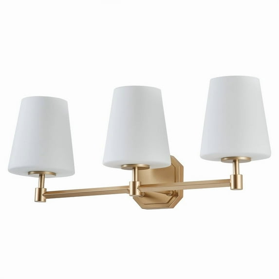 Aiwen 24.4 iN Modern Vanity Lights with Glass Lampshades, 3-Light Living Room Light Fixture, Gold