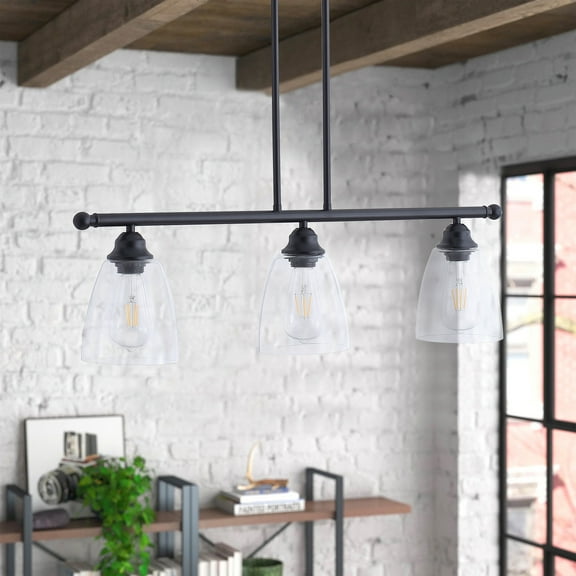 Aiwen 3 Lights Unique Linear Pendant Light Kitchen Island Glass Dome Ceiling Lamp