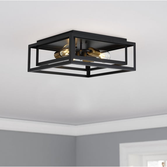 Aiwen 3 lights vintage square caged flush mount ceiling lamp 60 Watts