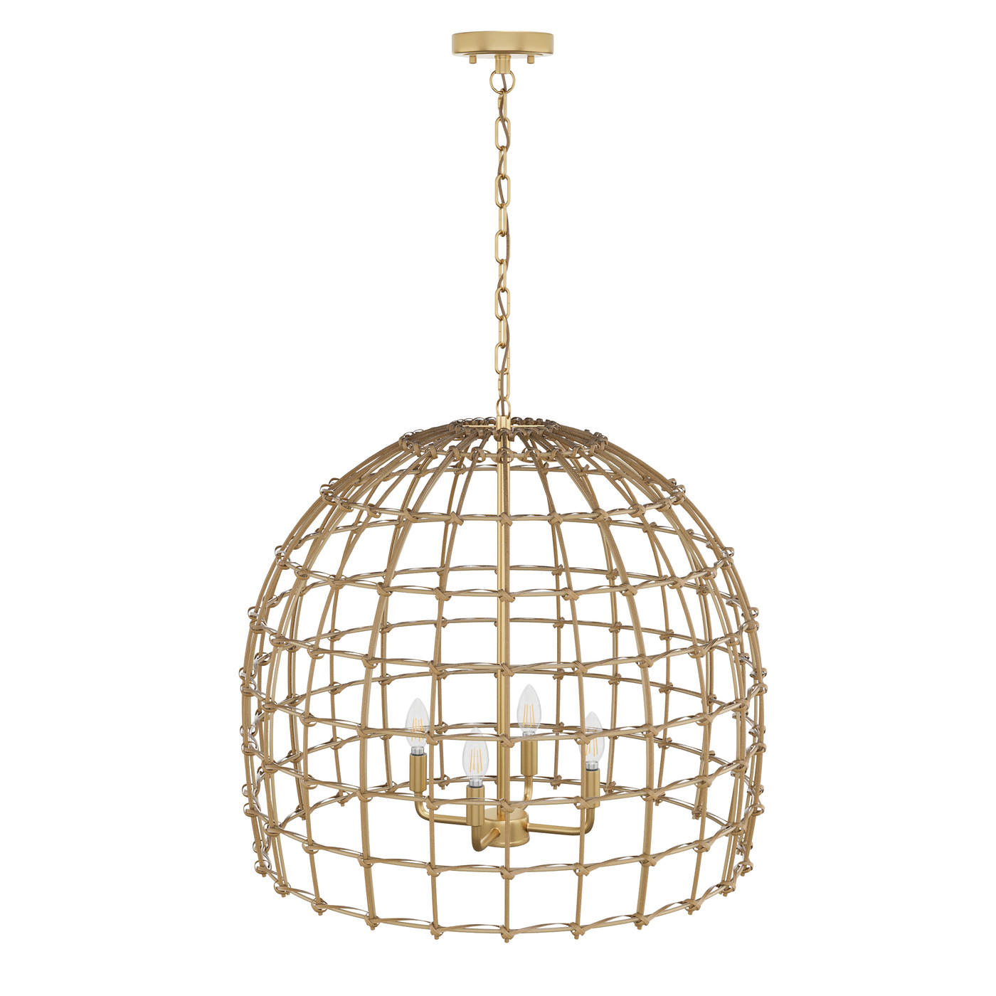 Aiwen 4-Light Rattan Cage Chandelier Classic Minimalist Industrial Ceiling Hanging Lamp for Kitchen Dining Room