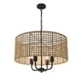 thumbnail image 1 of Aiwen 4-Light Rattan Pendant Light Fixture Cylinder Shade Rustic Kitchen Island Hanging Lighting, 1 of 10