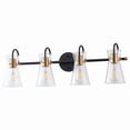 thumbnail image 1 of Aiwen 4-Light Vanity Lights with Clear Glass Cone Shades, 30.3 inches Black Finish Wall Lights fot Bathroom, Living Room, 1 of 7