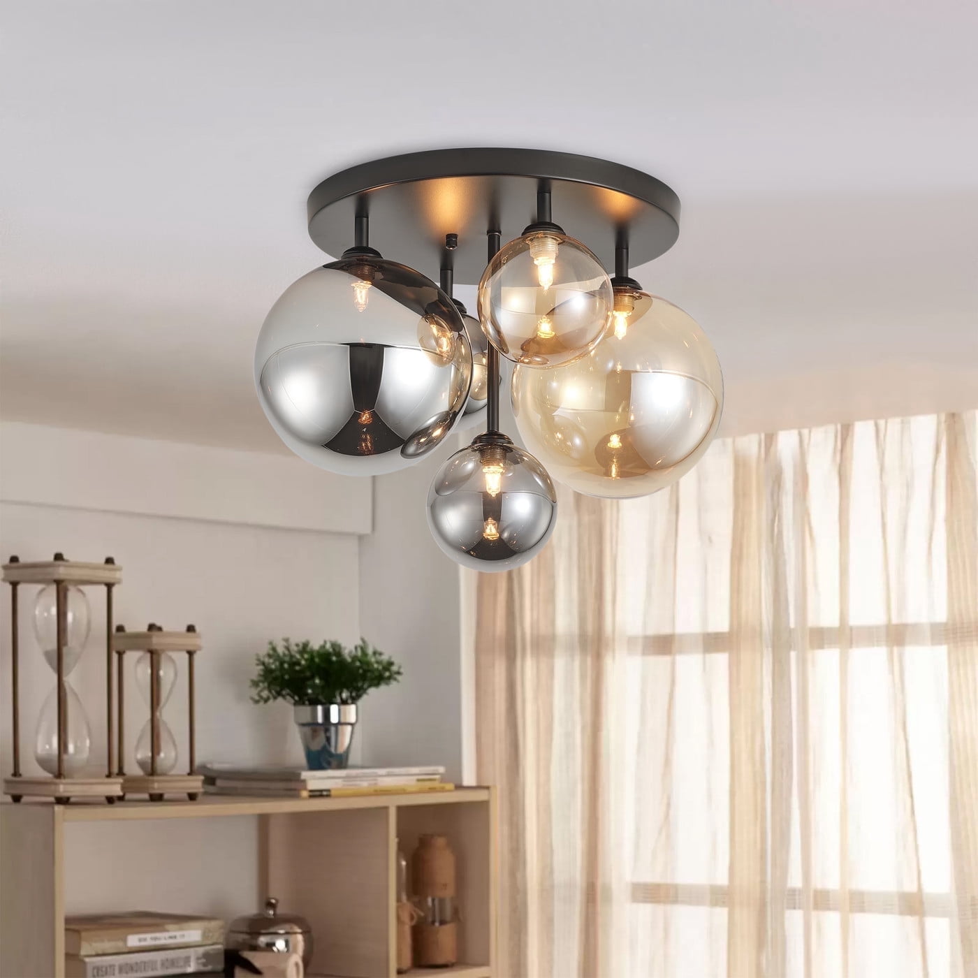 Aiwen 5-Light Bubble Cluster Modern Novelty Ceiling Light for Living Room Dining Room Bedroom Kitchen