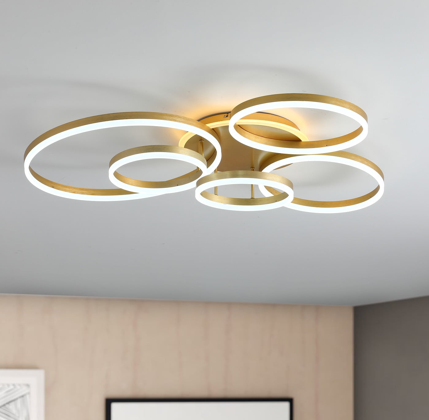 Aiwen 5-ring Shape Flush Mount Ceiling Lamp with 5 Integrated LED Lights