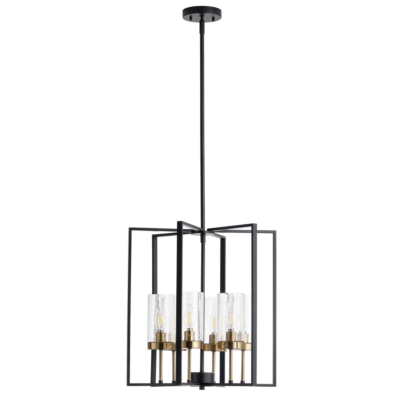 Aiwen 6-Light Open Cage Pendant Light Black Gold Farmhouse Chandelier Contemporary Light Fixture