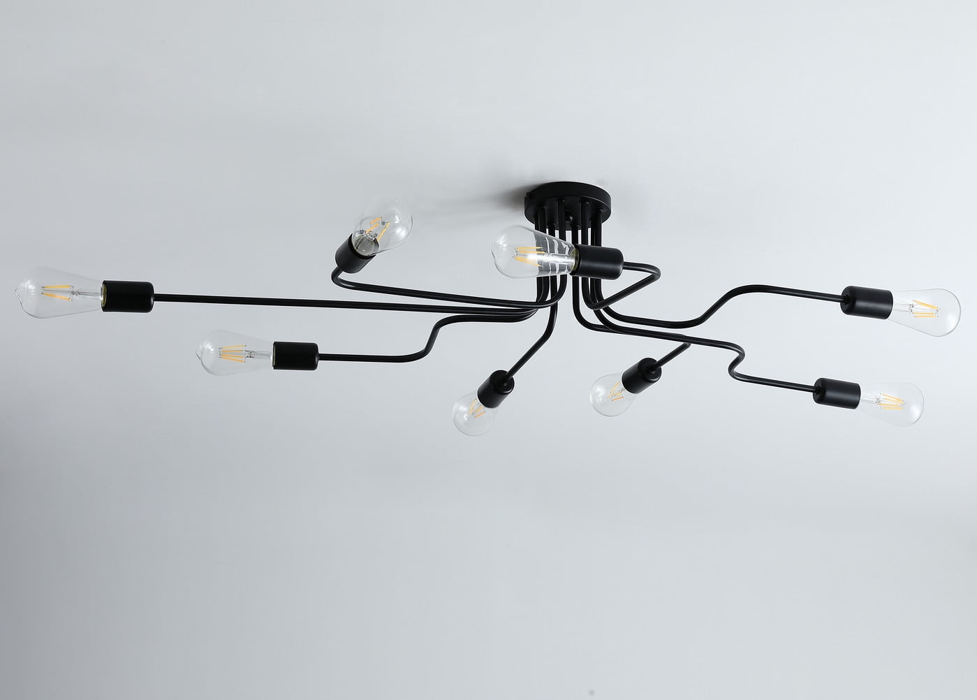 Aiwen 8 Lights Modern Semi Flush Ceiling Lamp Black Chandelier Light Fixture