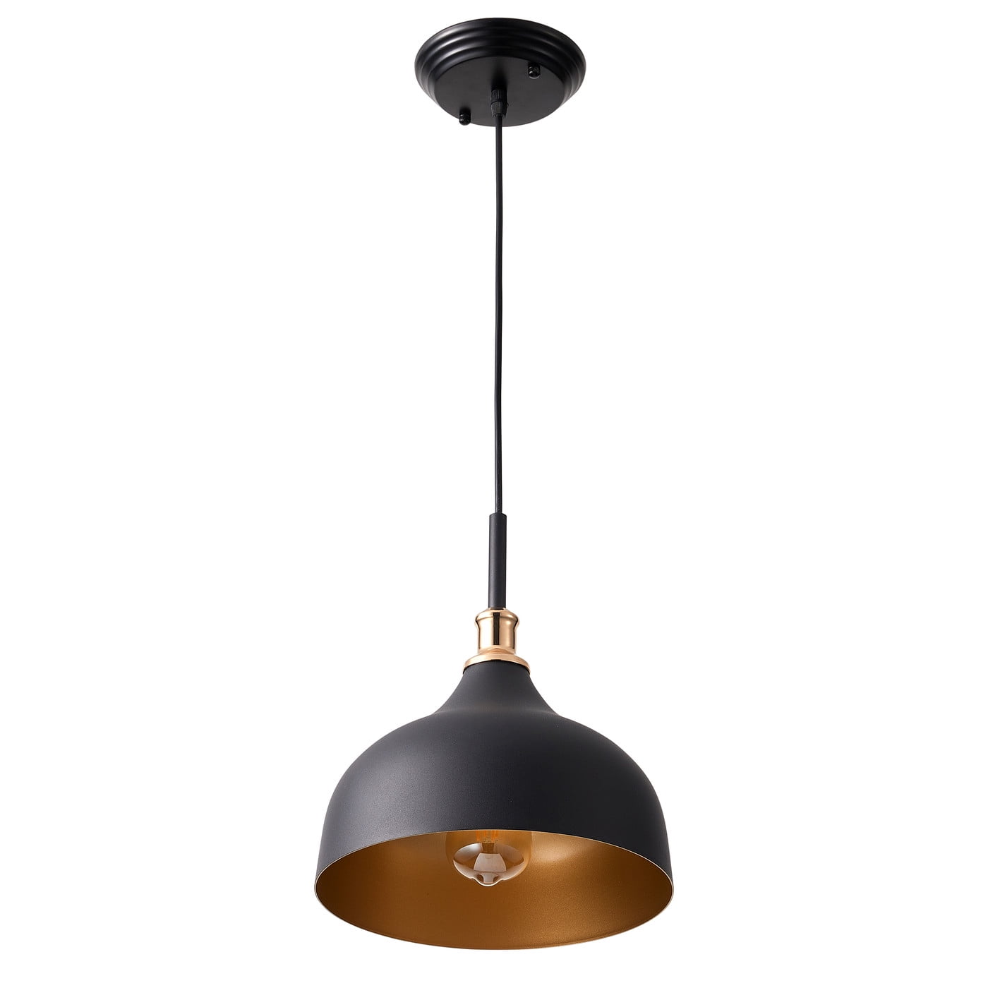 Aiwen Black Finish Chandelier Pendant Lamp Metal Dome Shade Hanging Light Fixture