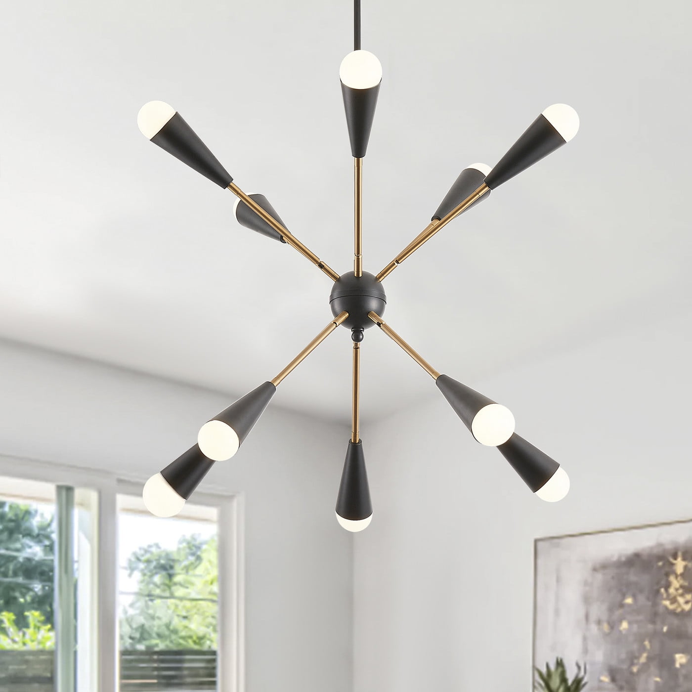 Black and Brass Metal 10-Light Sputnik Chandelier