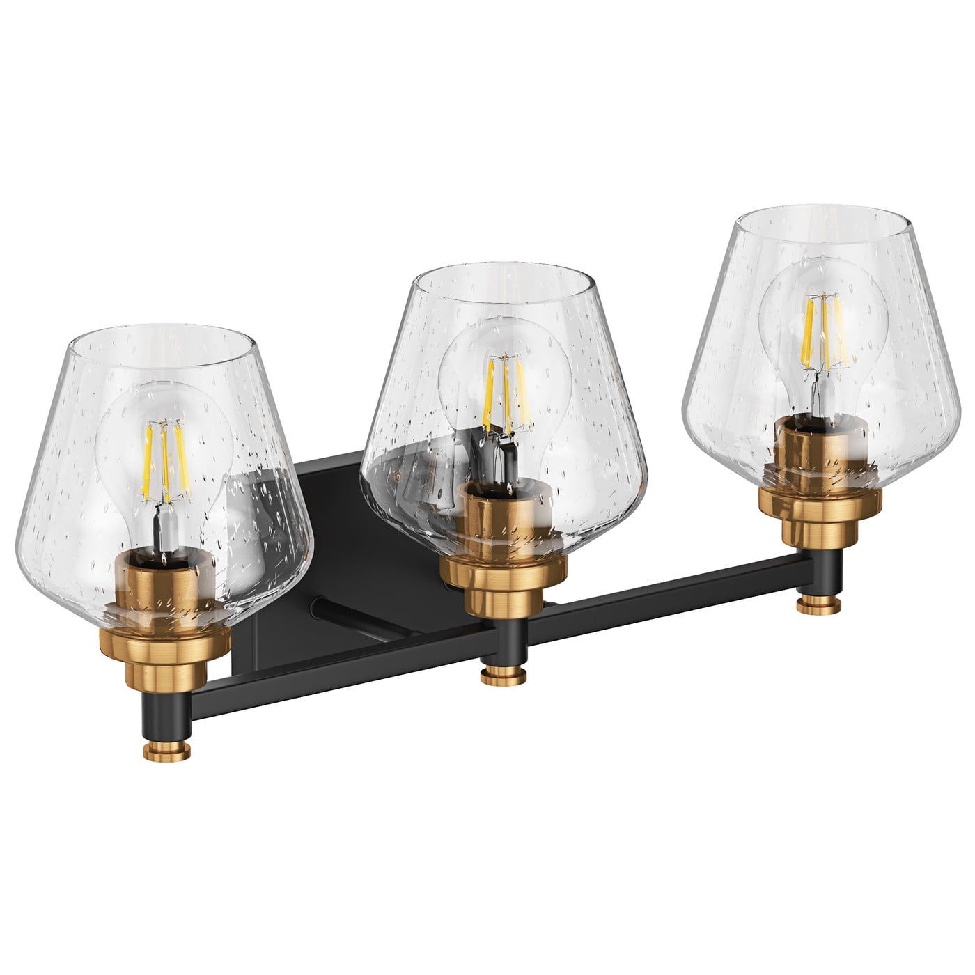 Aiwen Black Wall Sconce Light with Goblet Clear Glass Shade 3-Light ...