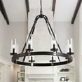 thumbnail image 1 of Aiwen Creative Wagon Wheel Chandelier Industrial Adjustable Ceiling Light 8 Lights With Glass Shade, 1 of 8