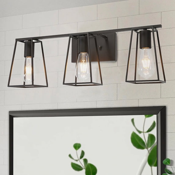 Aiwen Dimmable 3-Light Vanity Light Rectangle Shade Wall Sconce, 25 Watts