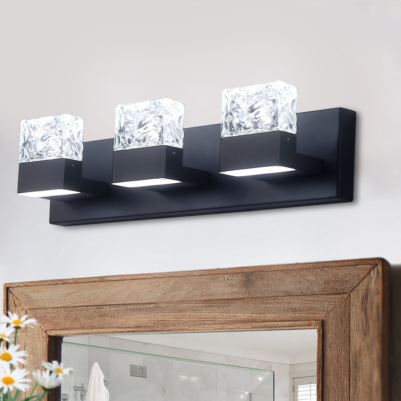 Aiwen Elegant Decorative 3 BuiltinLED Vanity Light Square Glass Shape