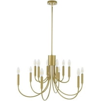 Aiwen Farmhouse Chandelier 30.7 inch 12-Light Gold Chandelier Industrial Classic Pendant Light Vintage Candle Style Hanging Ceiling Light for Living Room Dining Room Foyer