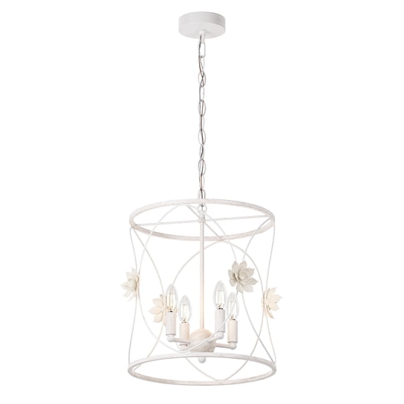 Aiwen Farmhouse Pendant Light Rustic Antique White Metal Cage Hanging Light Fixture Kitchen Island Ceiling Light