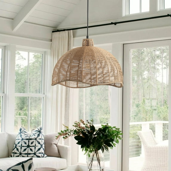 Aiwen Globe Paper Woven Chandelier Novelty Farmhouse Kitchen Island Pendant Light Fixture