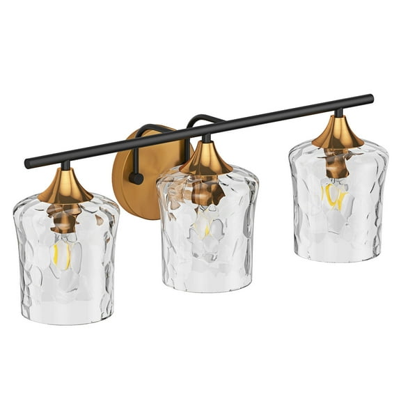 Aiwen Gold Brushed Crystal Vanity Light Fixture 3-Light Modern Bathroom Light Fixture over Mirror Vintage Wall Sconce