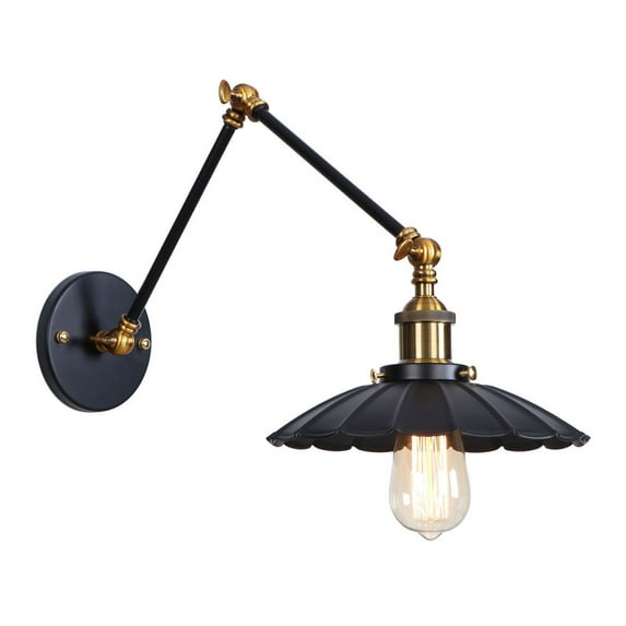 Aiwen Industrial Light Fixture Swing Arm Wall Lamp Black Finish Wall Sconce