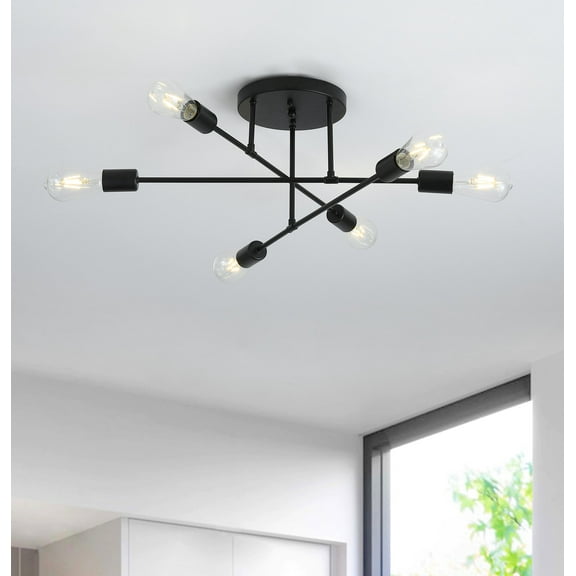 Aiwen Industrial Retro Sputnik Semi Flush Ceiling Lamp with 6 Lights