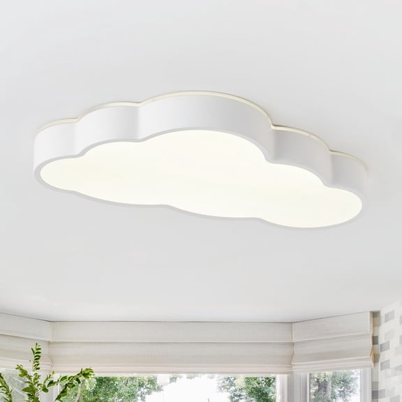 Aiwen LED Flush Mount Ceiling Light, Could-Shaped Ceiling Fixture with Polystyrene Lampshade, Perfect for Bedroom, Powder Room & Kids' Room (24W)