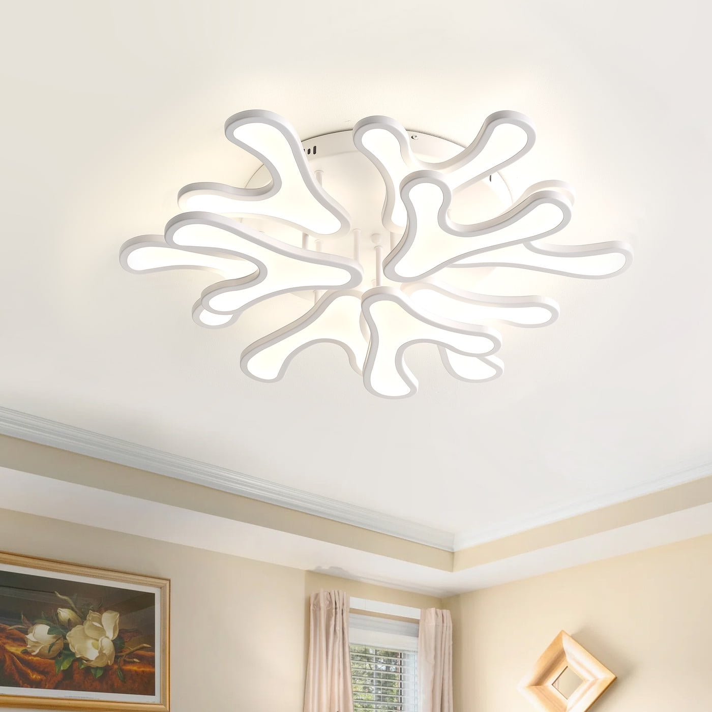 Aiwen LED Geometric Ceiling Lamp Novelty Coral Design Acrylic Flush Mount Ceiling Lighting For Living Room Dining Room Bedroom Kitchen Island