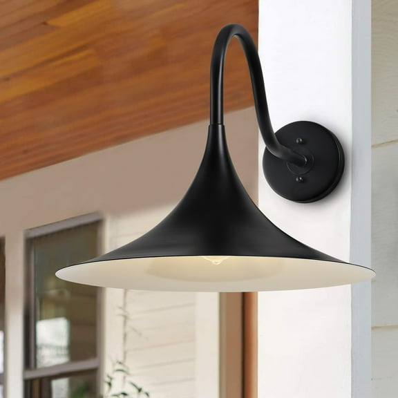 Aiwen Matte Black Oversize Farmhouse Dome Wall Light, Modern Wall Sconce for Bathroom Kitchen Hallway Staircase