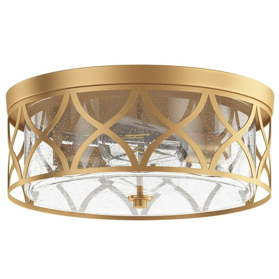 Aiwen Modern 2-Light Gold Farmhouse Round Flush Mount Ceiling Light Fixture for Bedroom