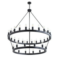 Aiwen Modern 2 Tiers 36 Light Round Wagon Wheel Chandelier Light Fixture Vintage Metal Ceiling Light