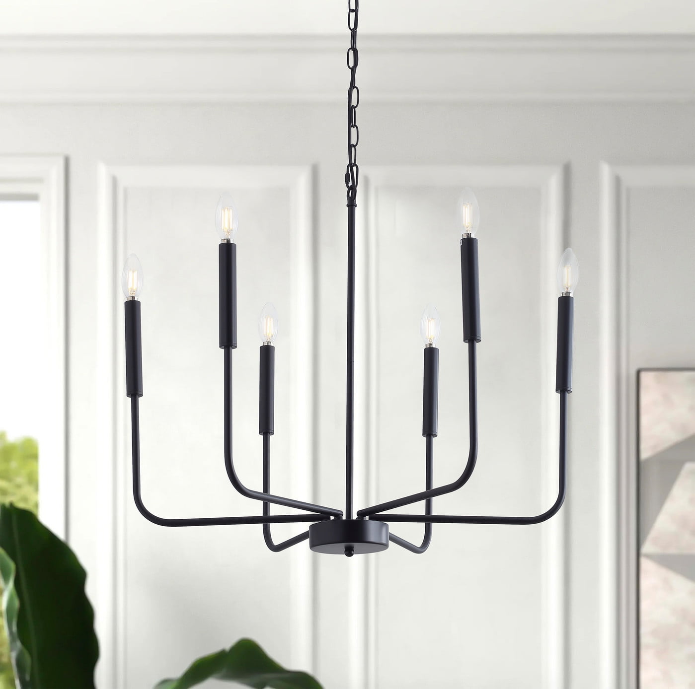 Aiwen Modern Candle Like Wagon Wheel Pendant Light Industrial Hanging Lamp Fixture Black