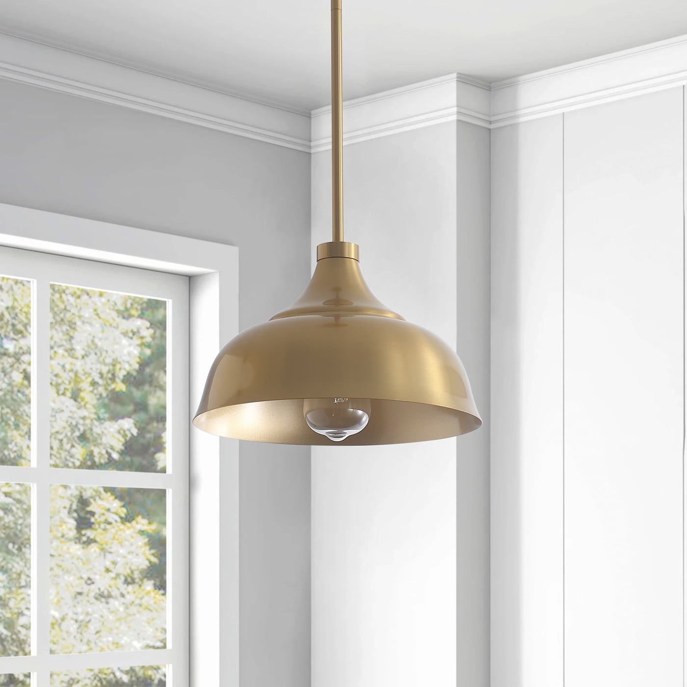 Aiwen Modern Gold Finish Dome Shade Pendant Lamp Classic Home Decor Light Fixture