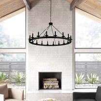 Aiwen Modern Oversize Wagon Wheel Chandelier, Rustic Ceiling Light Fixture For Living Room, Dining Room, Kitchen Decorative Light