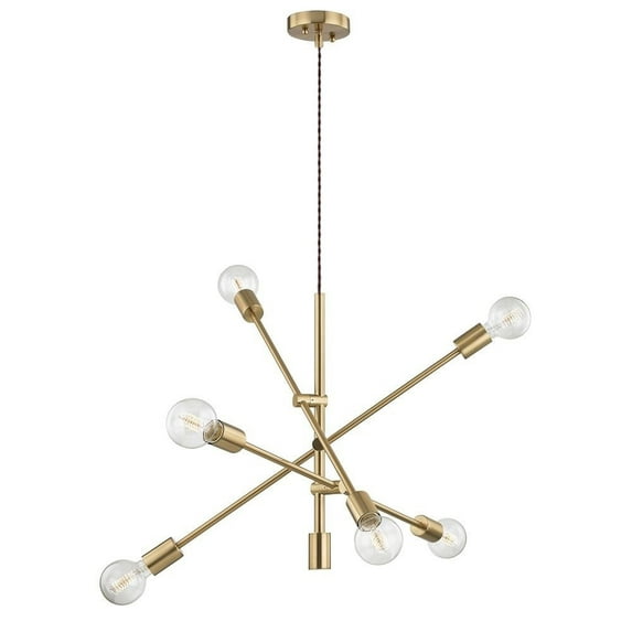 Aiwen Modern Pendant Light Sputnik 6 Lights Linear Chandelier Gold