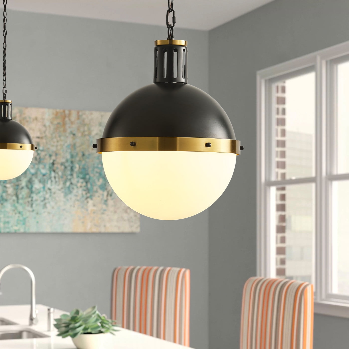 Aiwen Novelty Globe Shape Pendant Light Industrial Hanging Light Fixture For Farmhouse Kitchen Island