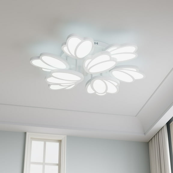 Aiwen Novelty LED Ceiling Light White Petals Acrylic Flower Design Flush Mount Ceiling Light Fixture