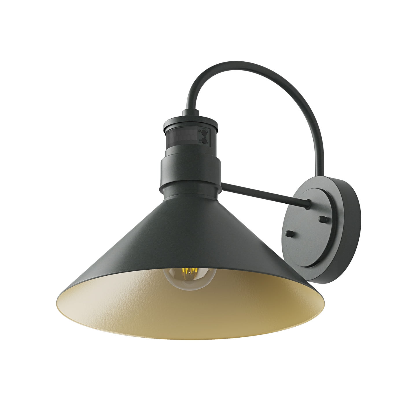Black Metal Dimmable Motion Sensor Outdoor Wall Sconce